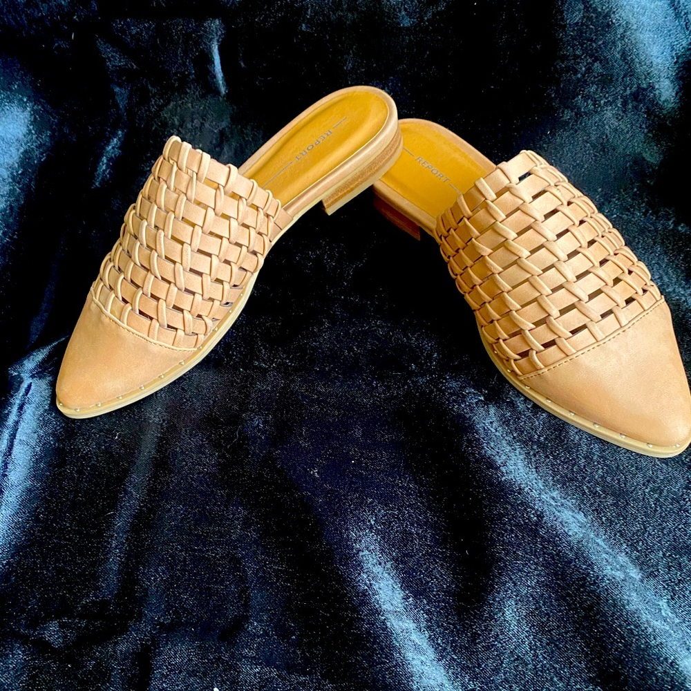 Never worn Tan slip on flat